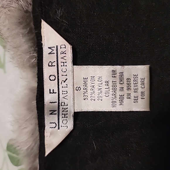 John Paul Richard cardigan ramie blend Sm w rabbit fur collar quiet luxury - Picture 6 of 9